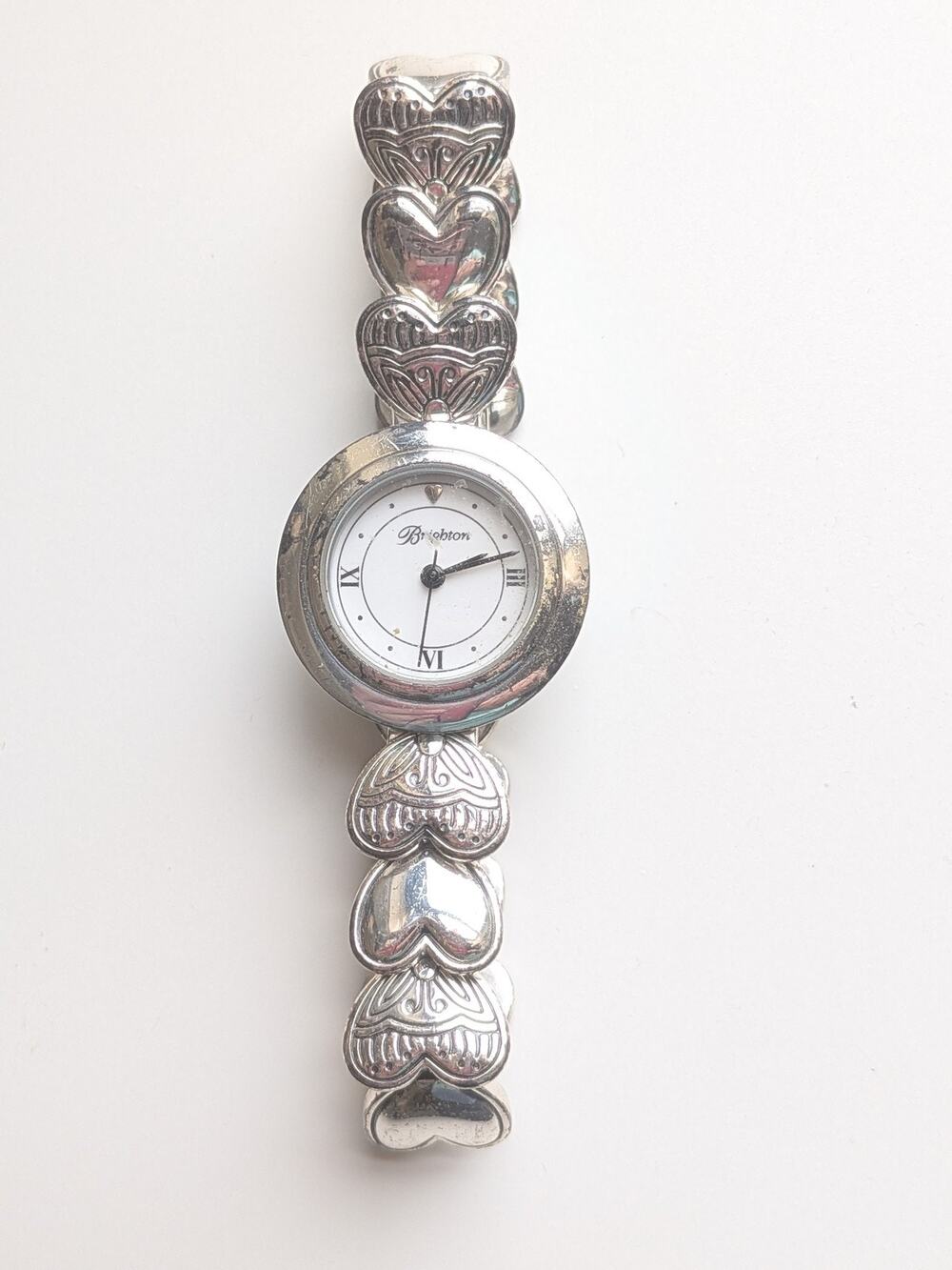 Brighton Cape Cod Silver-Tone Heart Link Bracelet Watch Quartz Women's Roman